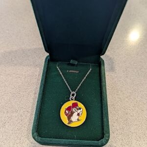 Buc-ee's Necklace With Red and Yellow Buc-ee Beaver Pendant